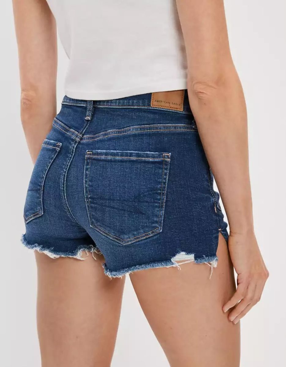 Shorts American Eagle AE Stretch High-Waisted Denim Indigo Foncé Femme | AQL-51833451